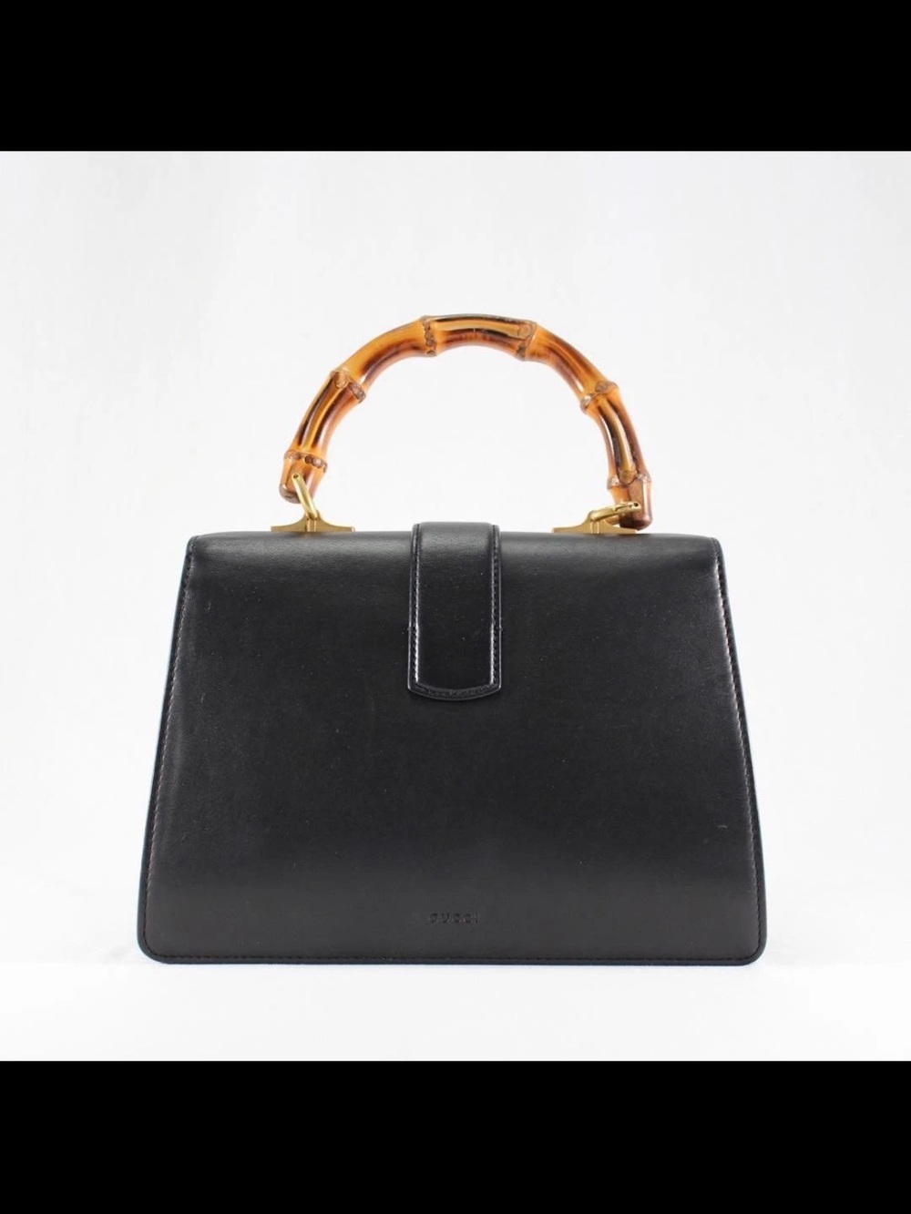 Gucci Black Leather Satchel with Green & Red Web and Bamboo Handle - Picture 3 of 16